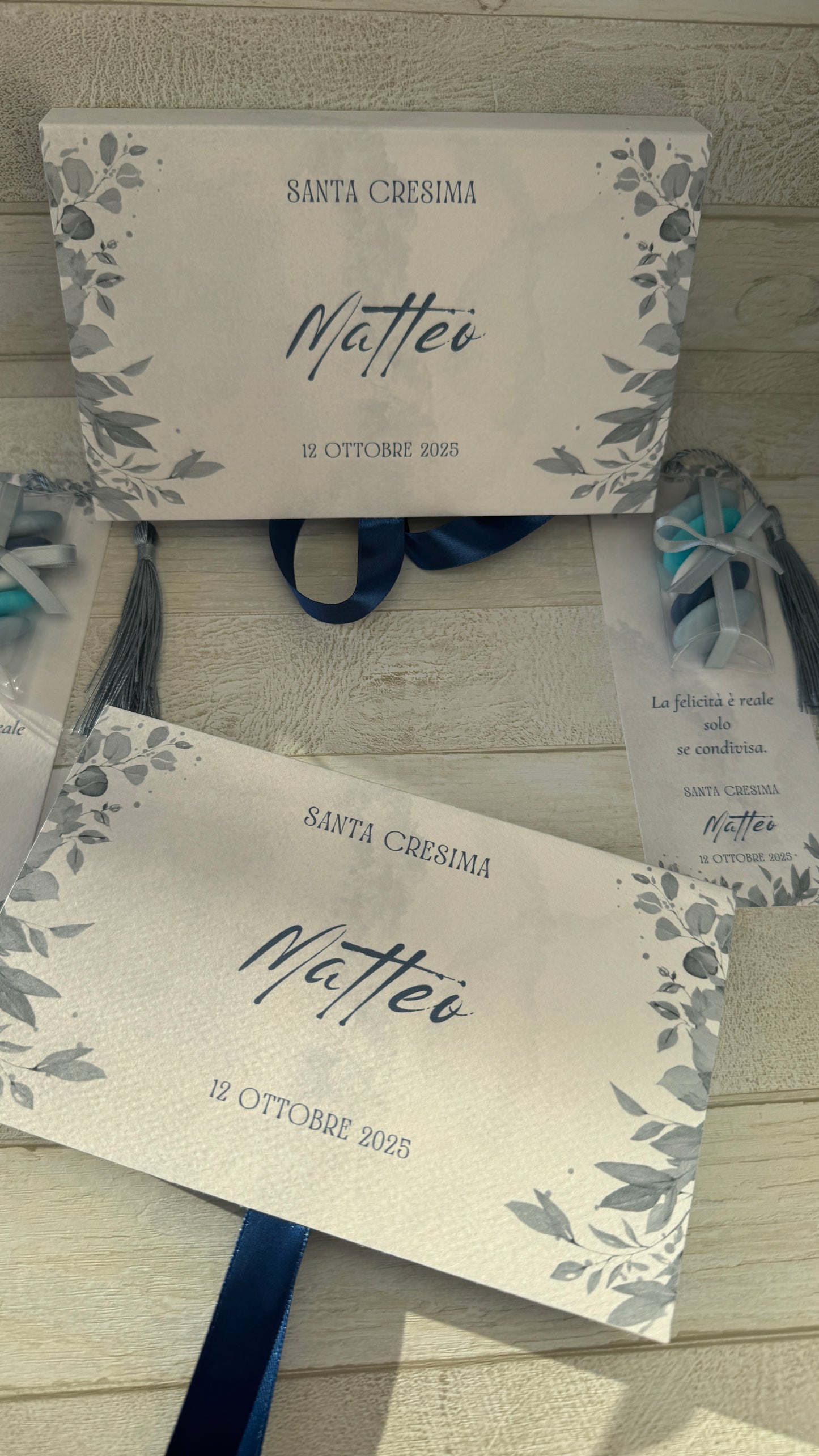 Bomboniera Comunione e Cresima – Cofanetto a Libro con Set di 3 Spezie