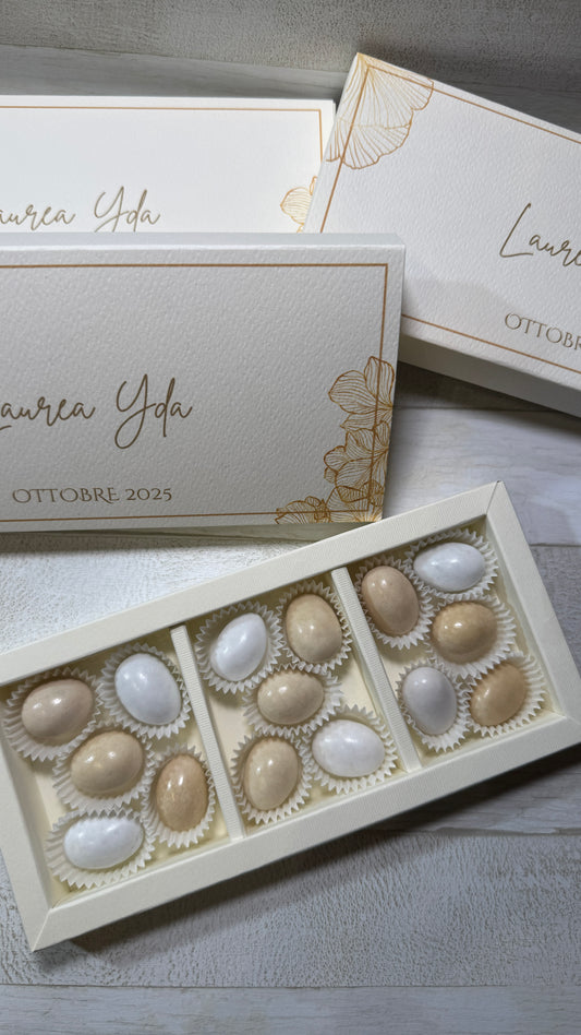 Porta confetti Laurea – Cofanetto a scorrimento degustazione personalizzabile (15 confetti)