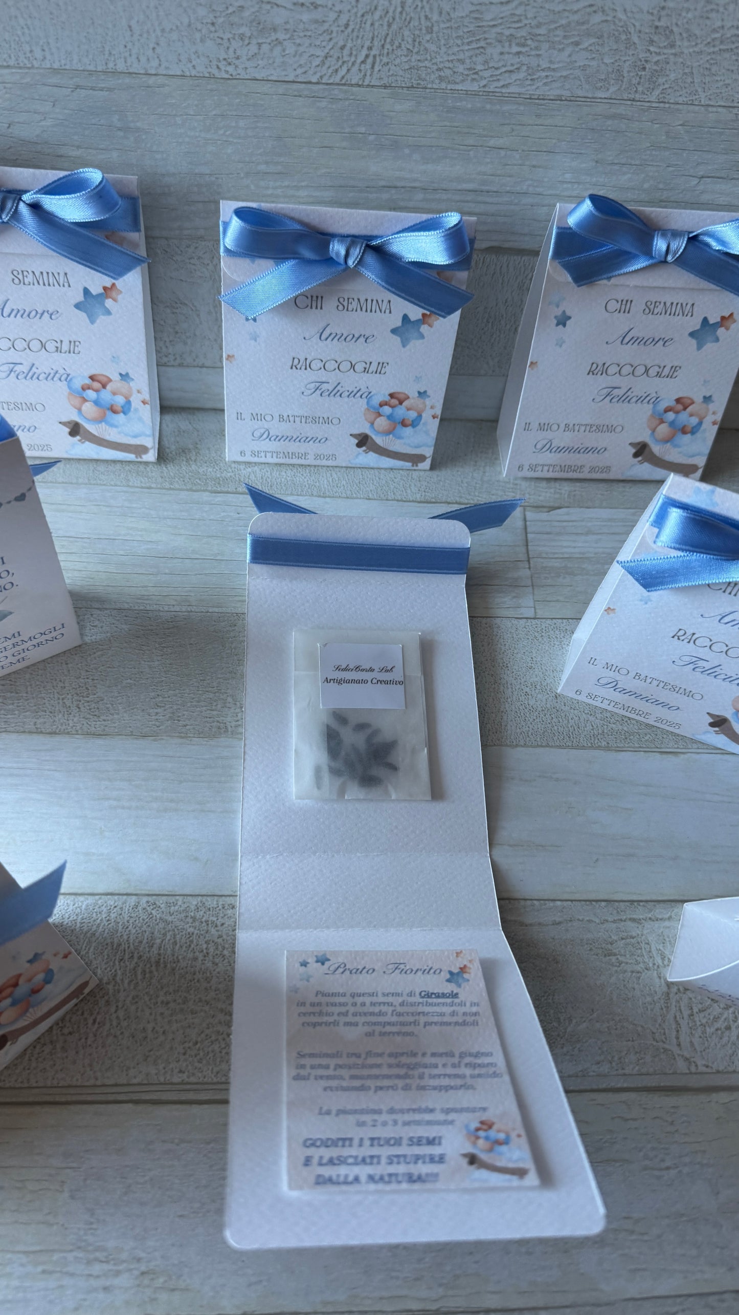 Porta confetti Battesimo – Bustina Semi “Prato Fiorito” Aperta ai Lati