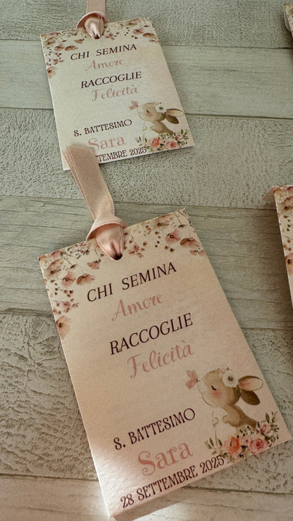 Segnaposto Battesimo – Bustina Semi "Prato Fiorito" Personalizzata