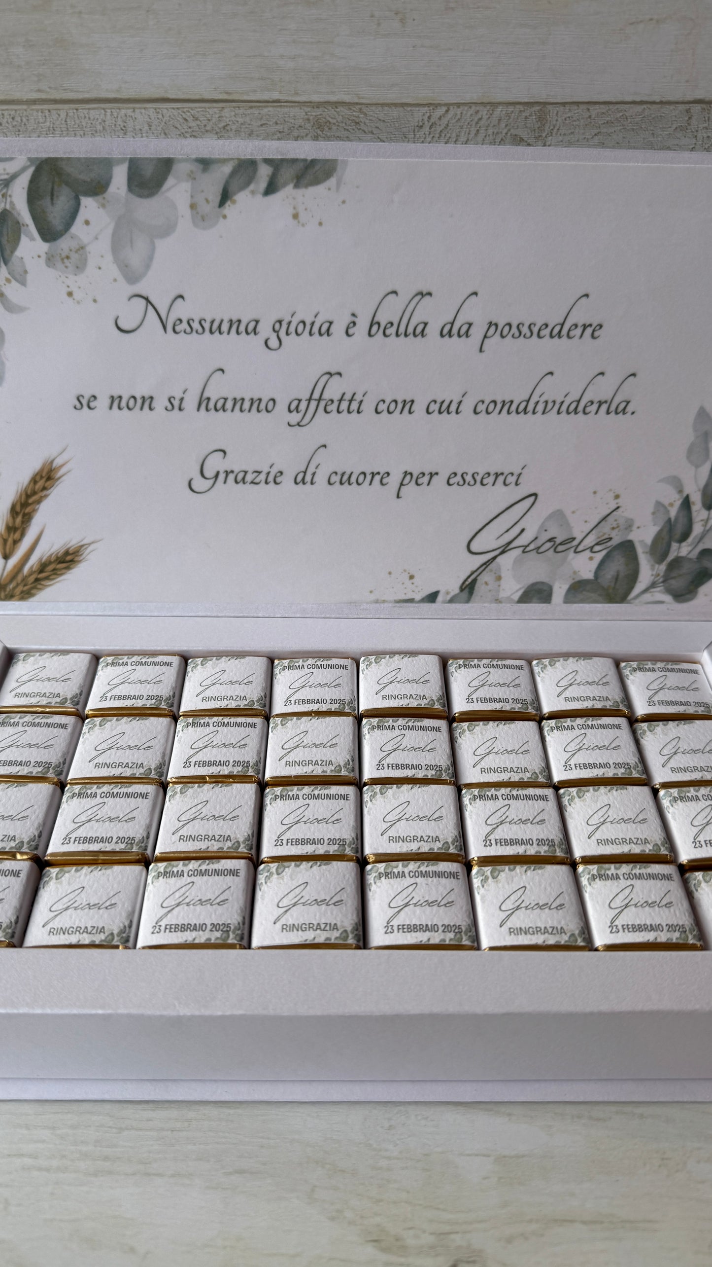 Cioccolatini Comunione e Cresima – Cofanetto a libro degustazione (64 cremini)