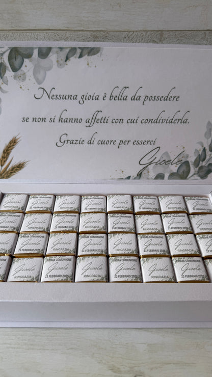Cioccolatini Comunione e Cresima – Cofanetto a libro degustazione (64 cremini)