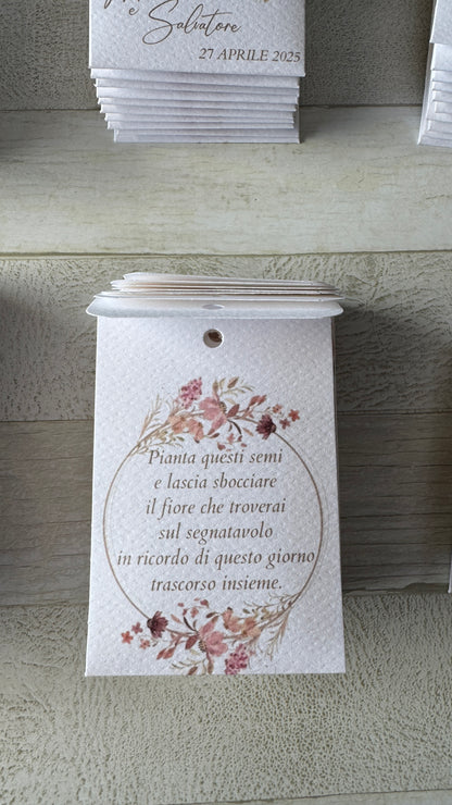 Segnaposto in bustina personalizzata con semi "Fiori" - specifici su richiesta