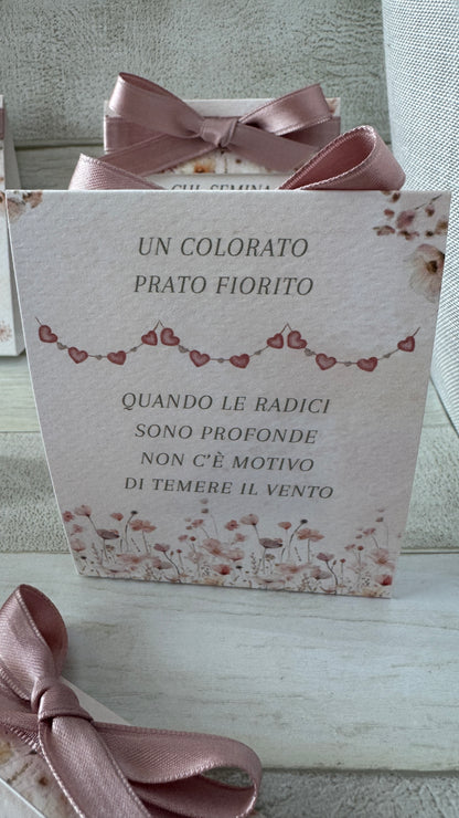 Porta confetti Battesimo – Bustina Semi “Prato Fiorito” Aperta ai Lati