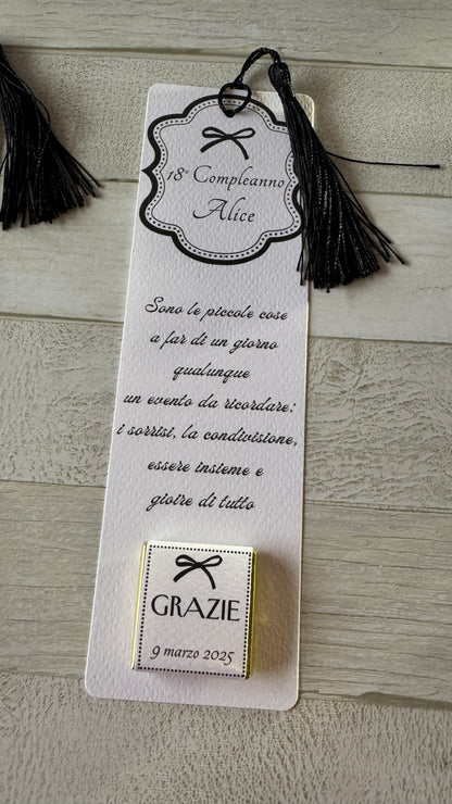 Segnaposto Diciottesimo - Segnalibro con Cioccolatini Personalizzati