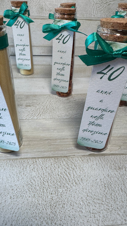 Segnaposto Anniversario Nozze – Provetta in Vetro con Spezie & Sale Personalizzata