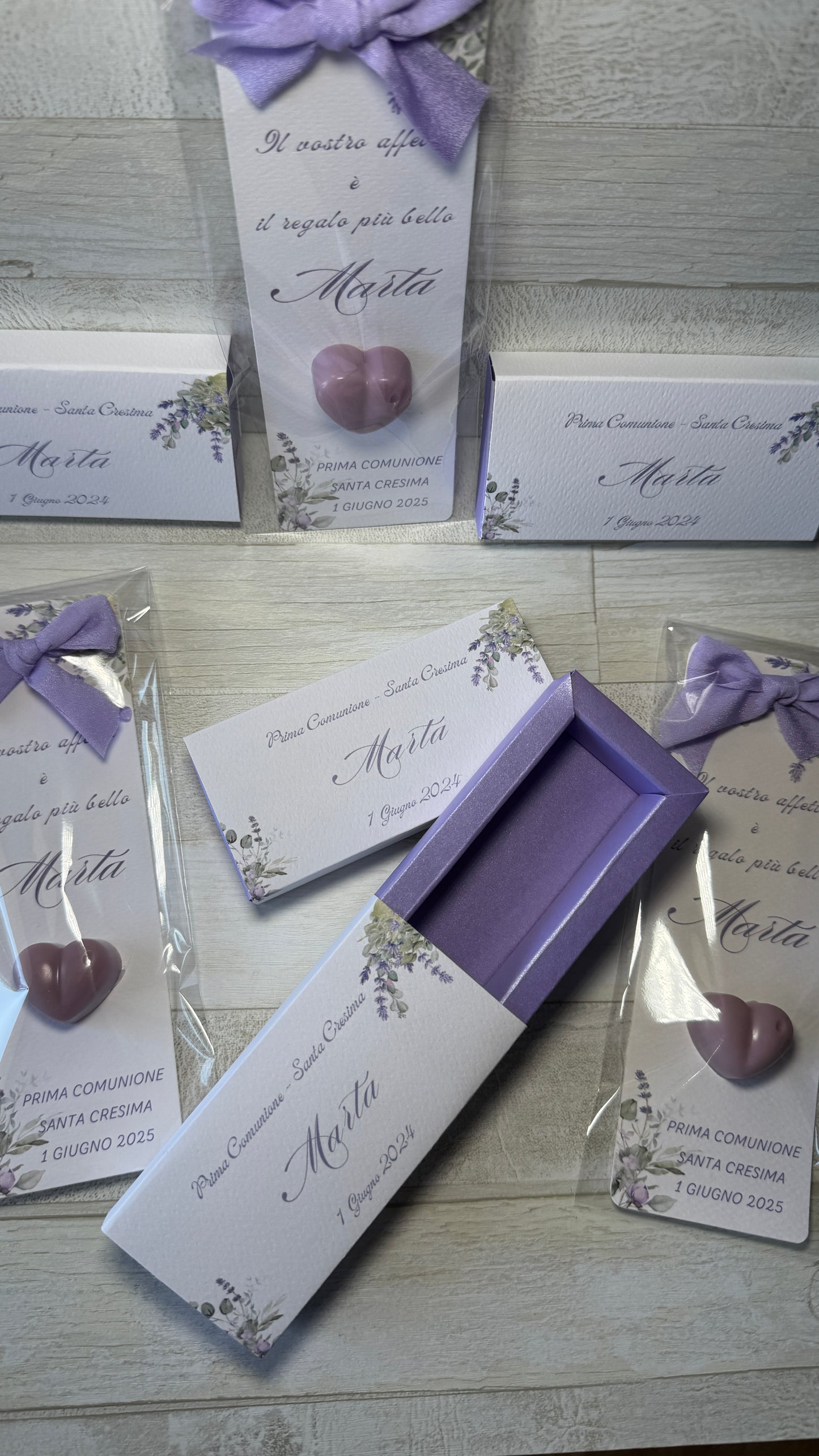 Porta confetti Comunione e Cresima – Cofanetto a scorrimento degustazione personalizzabile (9 confetti)