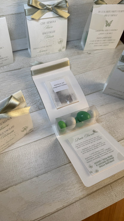 Porta confetti Comunione e Cresima con Bustina Semi Girasole o Lavanda