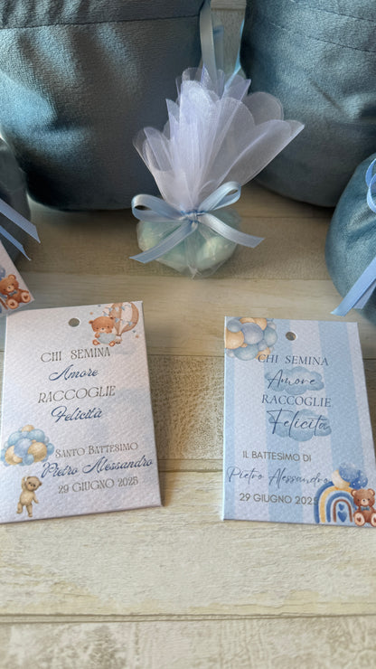 Porta Confetti in Sacchettino vellutino personalizzato Battesimo