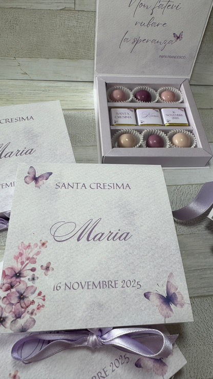 Porta confetti e cioccolatini Comunione e Cresima – Cofanetto a libro personalizzato
