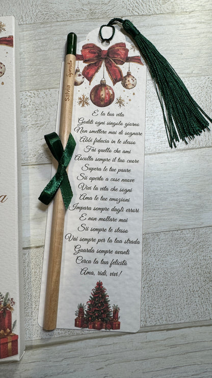 Idea Regalo Natale con Matita Seminabile - Segnalibro e Astuccio