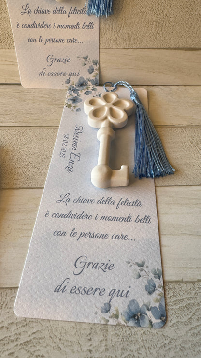 Segnaposto Compleanno – Segnalibro con Profumatore "Chiave" in Gesso