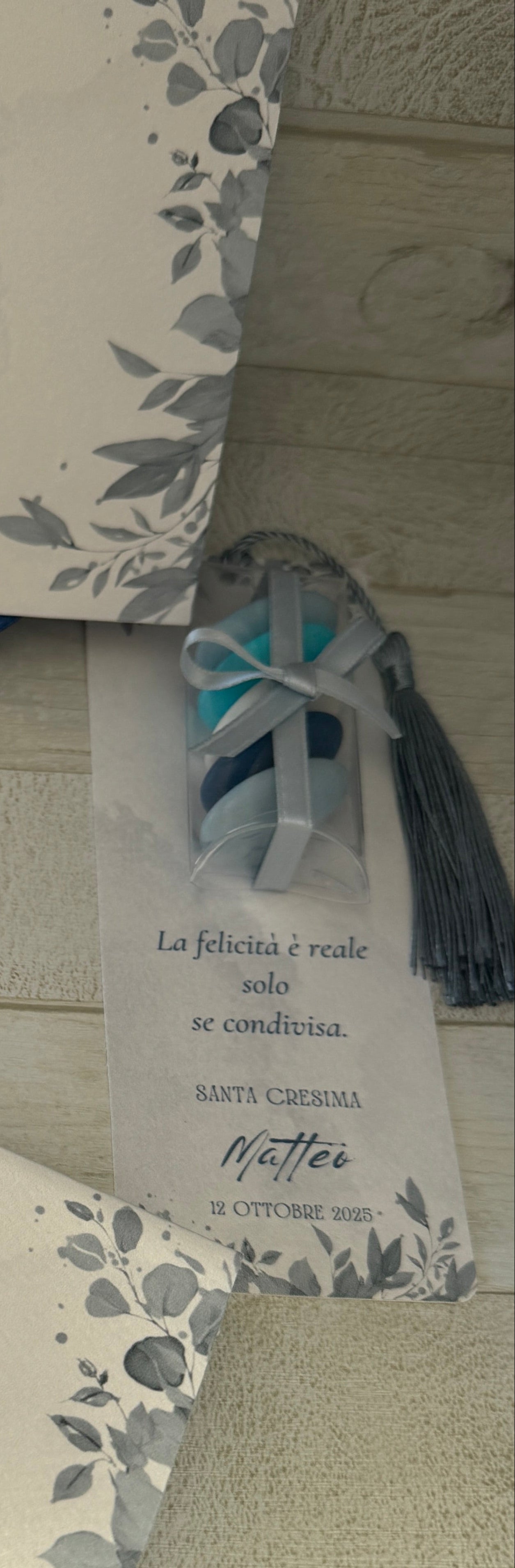 Segnaposto Comunione e Cresima - Segnalibro Personalizzato con Confetti