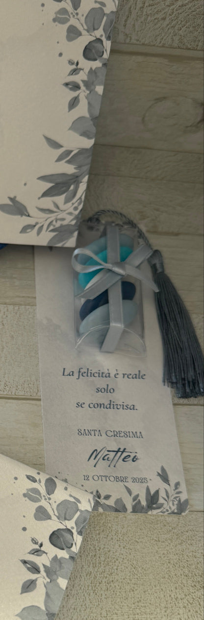 Segnaposto Comunione e Cresima - Segnalibro Personalizzato con Confetti
