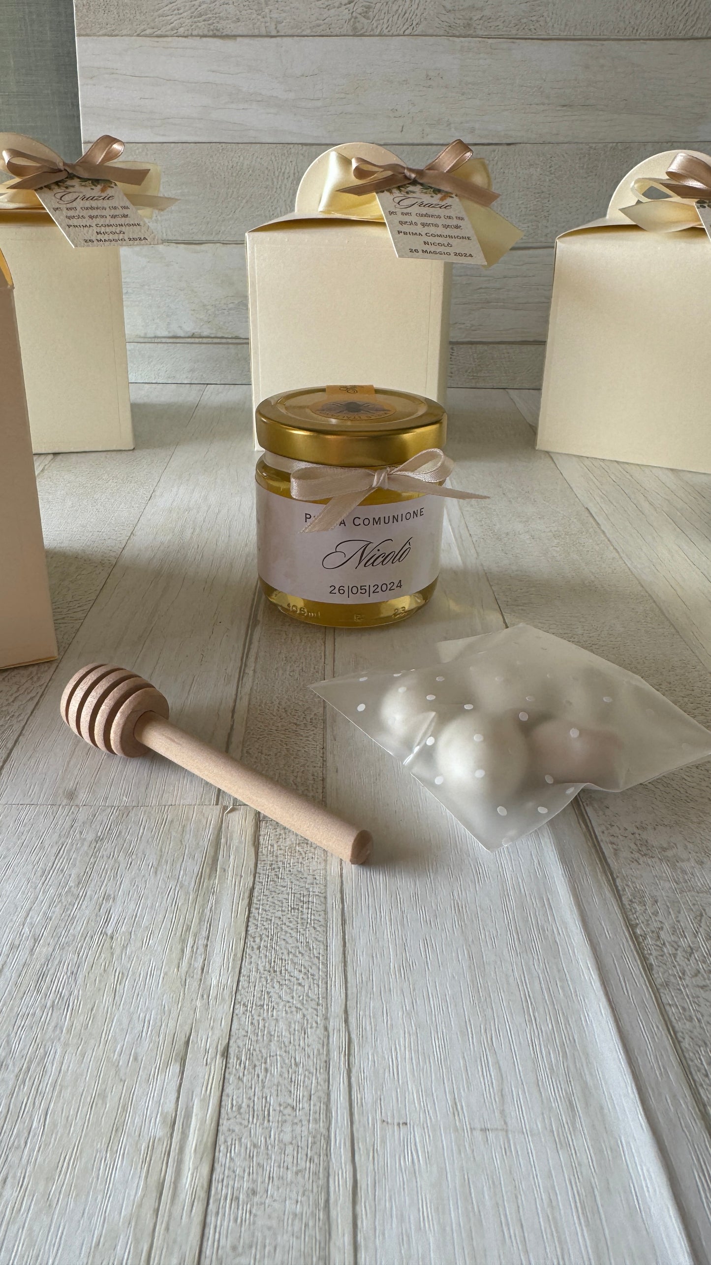 Bomboniera Comunione e Cresima con Vasetto di Miele 120 g – Box stile “Lanterna”