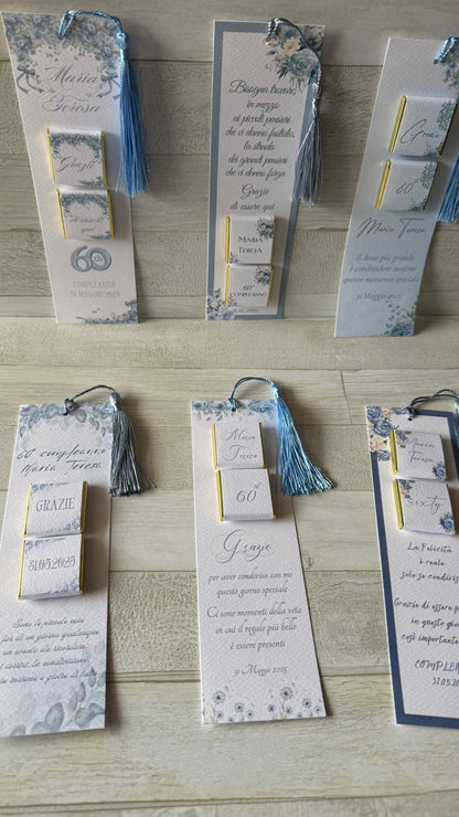 Segnaposto Compleanno - Segnalibro con Cioccolatini Personalizzati