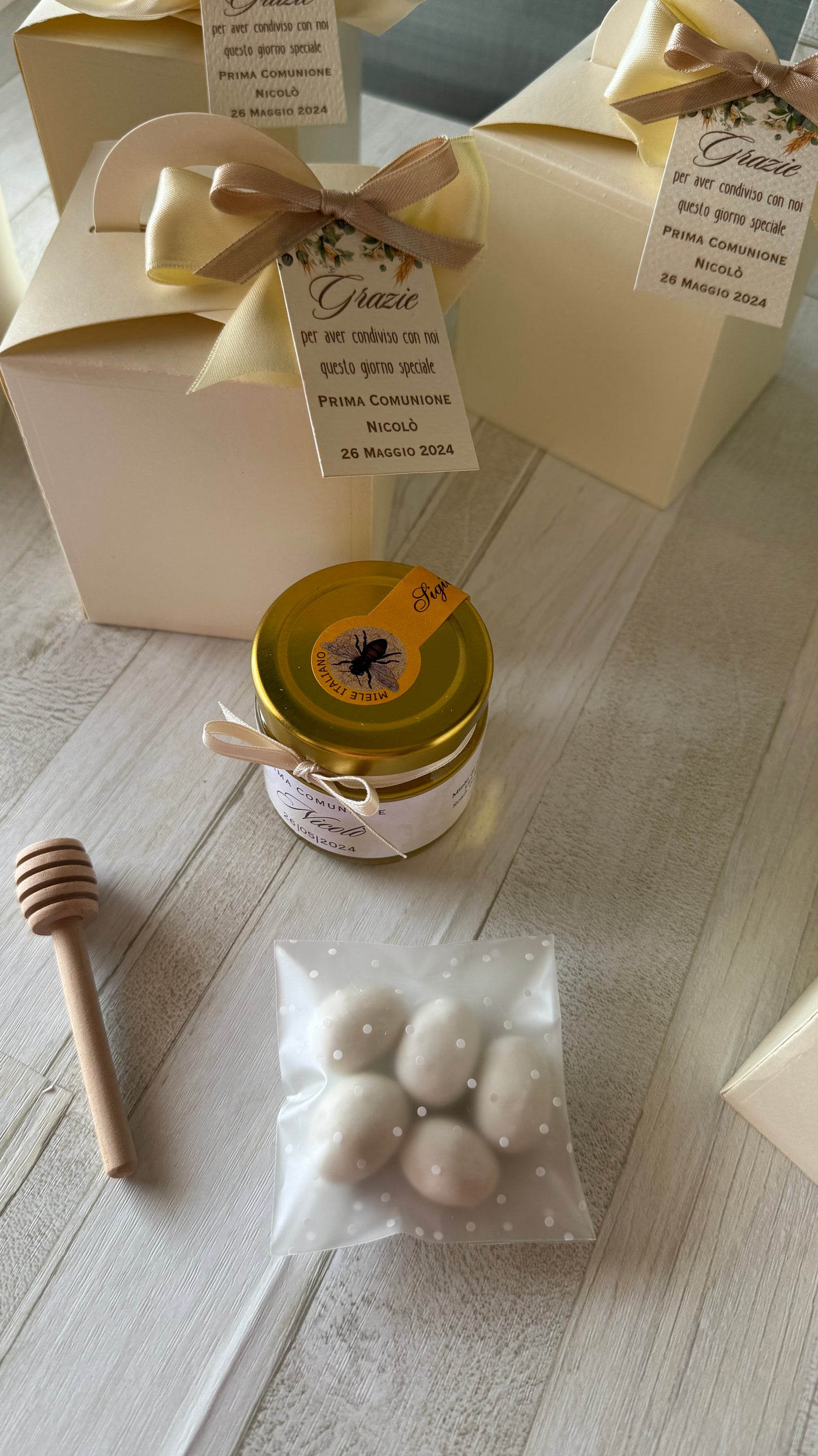 Bomboniera Comunione e Cresima con Vasetto di Miele 120 g – Box stile “Lanterna”