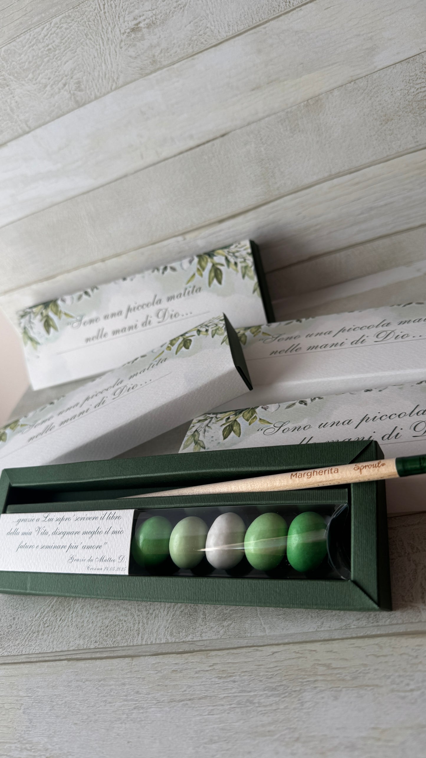 Porta confetti Comunione e Cresima – Cofanetto a scorrimento degustazione personalizzabile (9 confetti)