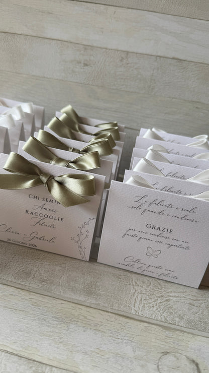 Porta confetti Nozze con Bustina Semi Prato Fiorito e aforisma - Personalizzabile