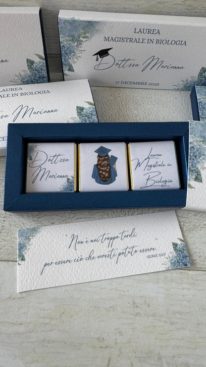 Cioccolatini Laurea – Cofanetto a Scorrimento Personalizzabile (33 × 33 mm)