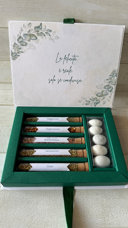 Bomboniera Laurea – Cofanetto a Libro con Set di 5 Spezie