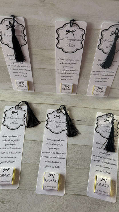 Segnaposto Diciottesimo - Segnalibro con Cioccolatini Personalizzati