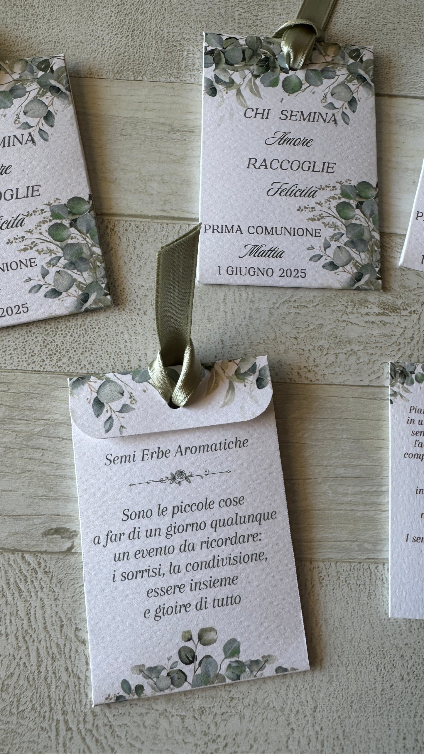 Segnaposto Comunione e Cresima – Bustina con Semi "Erbe Aromatiche" Personalizzata