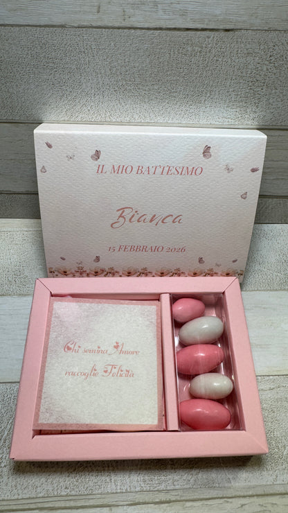 Bomboniera Battesimo – Cofanetto a Scorrimento con Cuore in Gesso Profumato