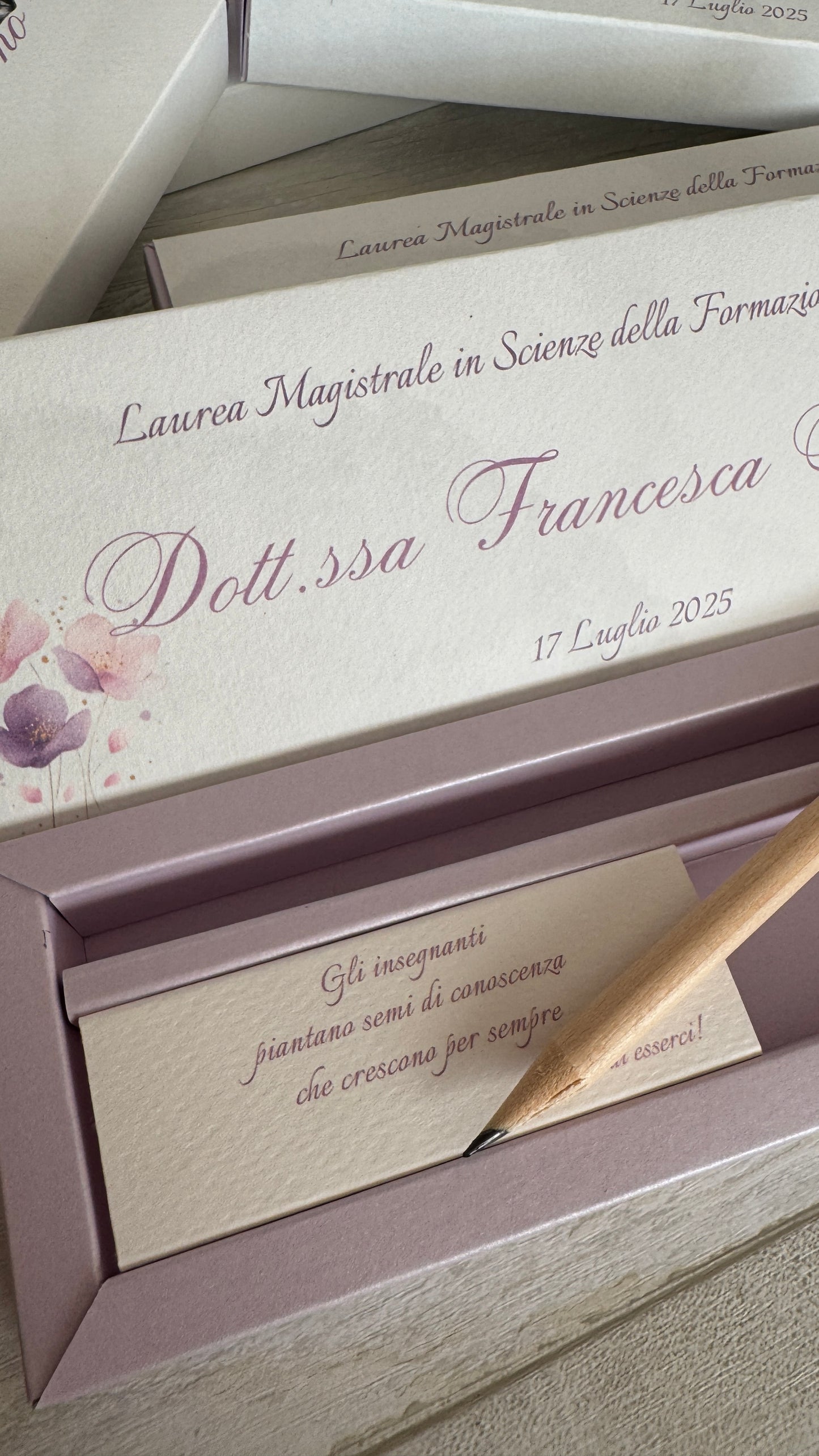 Bomboniera Laurea con Matita Seminabile - Cofanetto a Scorrimento