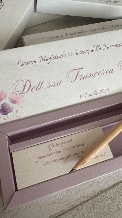 Bomboniera Laurea con Matita Seminabile - Cofanetto a Scorrimento