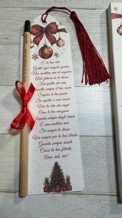Idea Regalo Natale con Matita Seminabile - Segnalibro e Astuccio