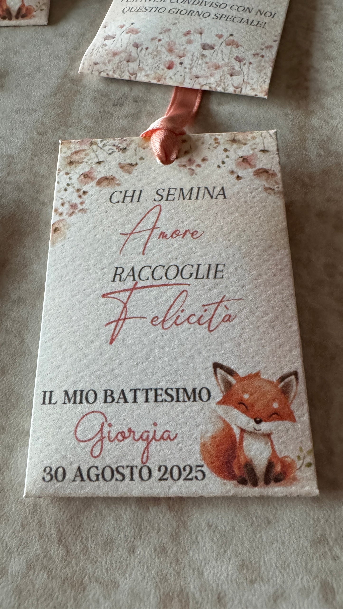 Segnaposto Battesimo – Bustina Semi "Prato Fiorito" Personalizzata