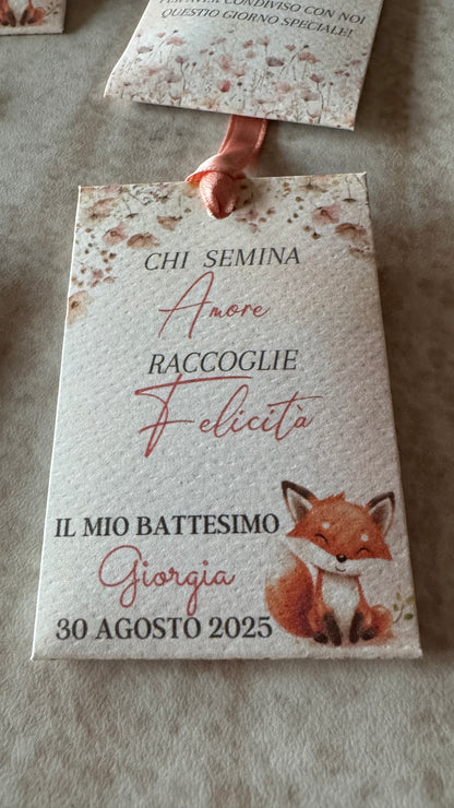 Segnaposto Battesimo – Bustina Semi "Prato Fiorito" Personalizzata