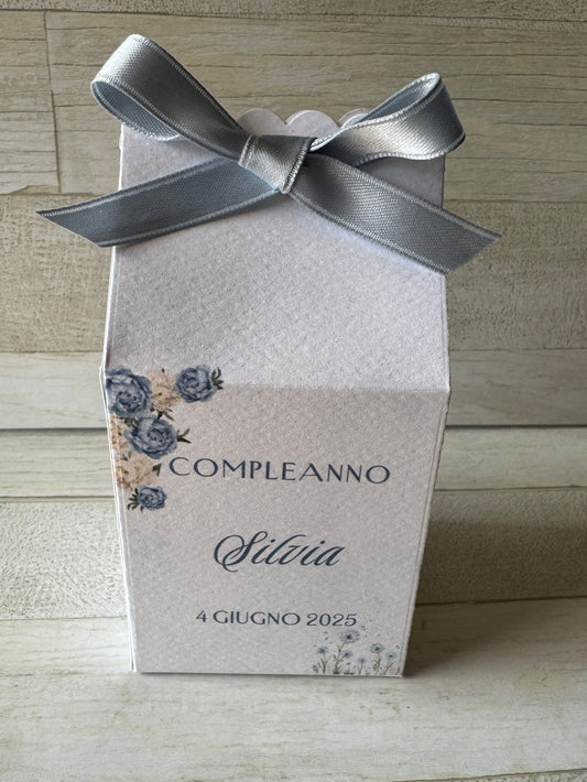 Bomboniera Compleanno con Vasetto di Miele 120 g – "Milk Box"