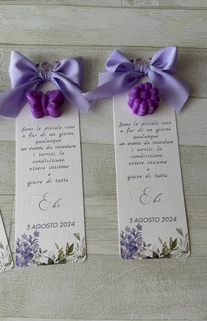 Segnaposto Compleanno Segnalibro con Profumatore in Cera di Soia Giardino in Fiore