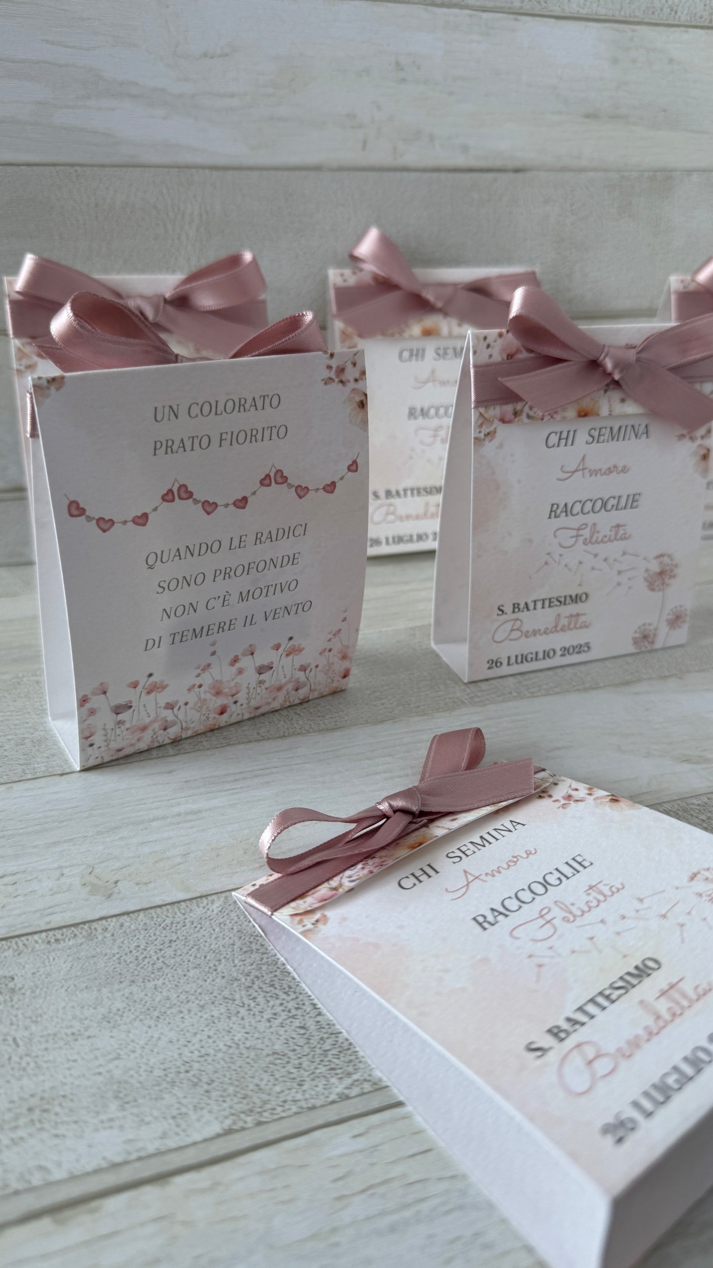 Porta confetti Battesimo – Bustina Semi “Prato Fiorito” Aperta ai Lati