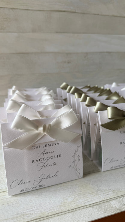 Porta confetti Nozze con Bustina Semi Prato Fiorito e aforisma - Personalizzabile