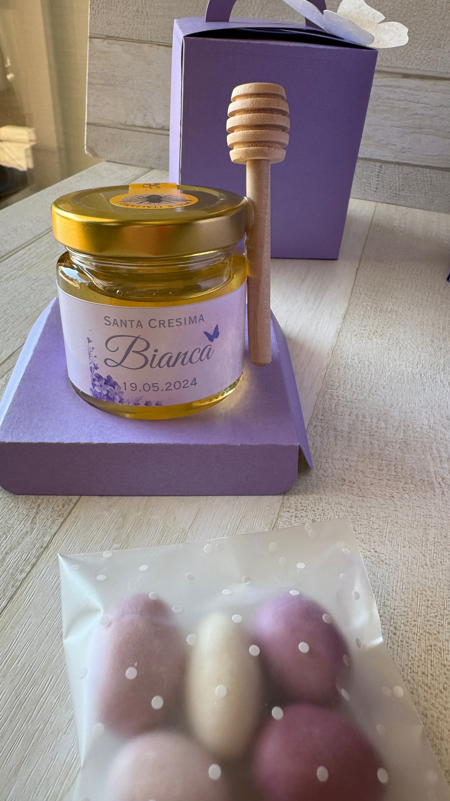 Bomboniera Comunione e Cresima con Vasetto di Miele 120 g – Box stile “Lanterna”