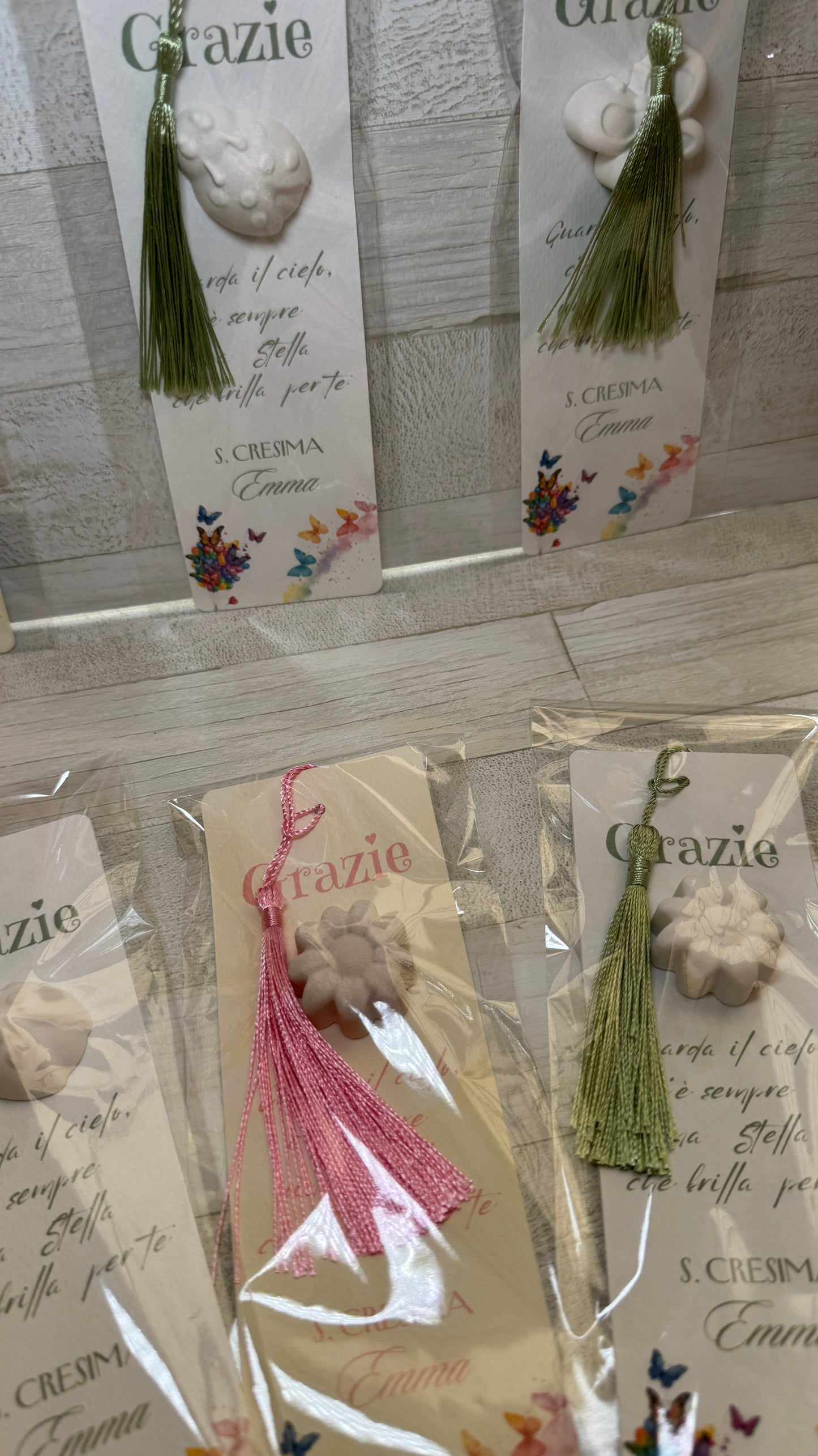Segnaposto Comunione e Cresima Segnalibro con Profumatore in Gesso - Giardino in Fiore