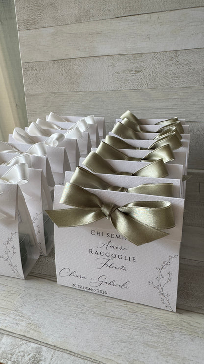 Porta confetti Nozze con Bustina Semi Prato Fiorito e aforisma - Personalizzabile