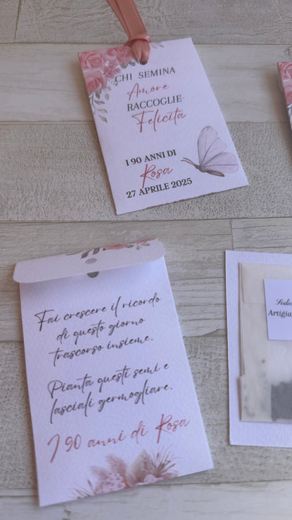 Segnaposto in bustina personalizzata con semi "Fiori" - specifici su richiesta