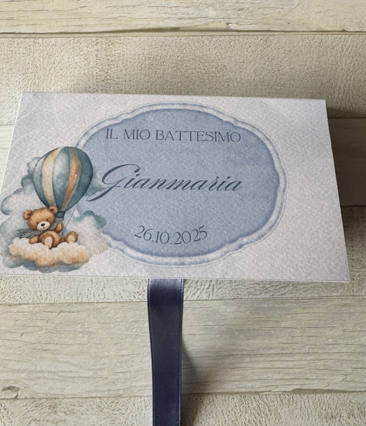 Bomboniera Battesimo – Cofanetto a Libro con Candela in Cera di Soia – Orsetto Cuore