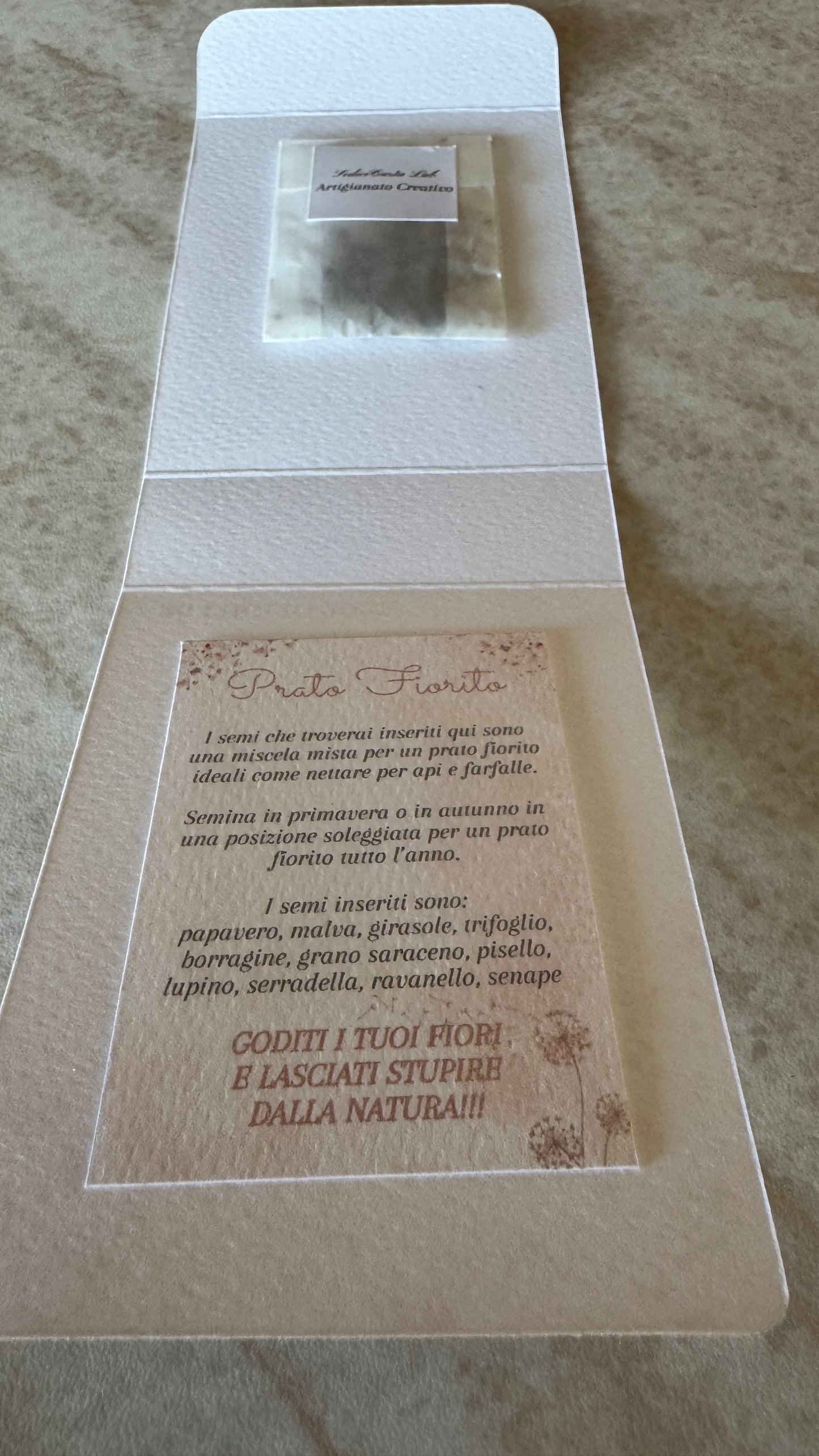 Porta confetti Battesimo – Bustina Semi “Prato Fiorito” Aperta ai Lati