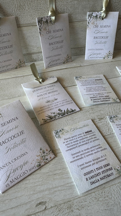 Segnaposto Comunione e Cresima – Bustina con Semi "Erbe Aromatiche" Personalizzata