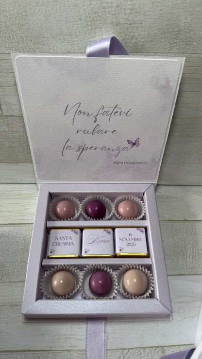 Porta confetti e cioccolatini Comunione e Cresima – Cofanetto a libro personalizzato