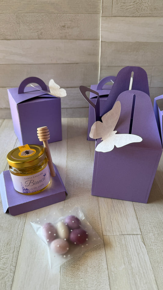 Bomboniera Comunione e Cresima con Vasetto di Miele 120 g – Box stile “Lanterna”