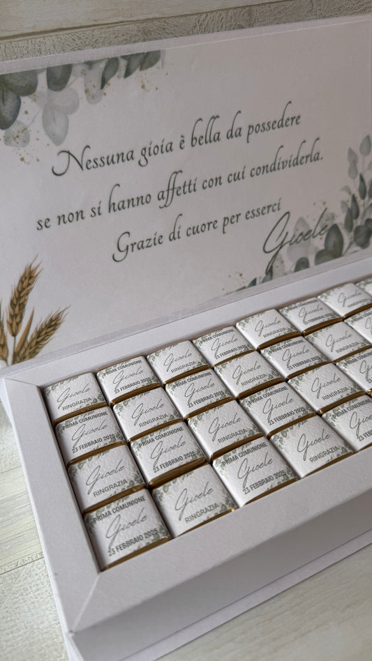 Cioccolatini Comunione e Cresima – Cofanetto a libro degustazione (64 cremini)