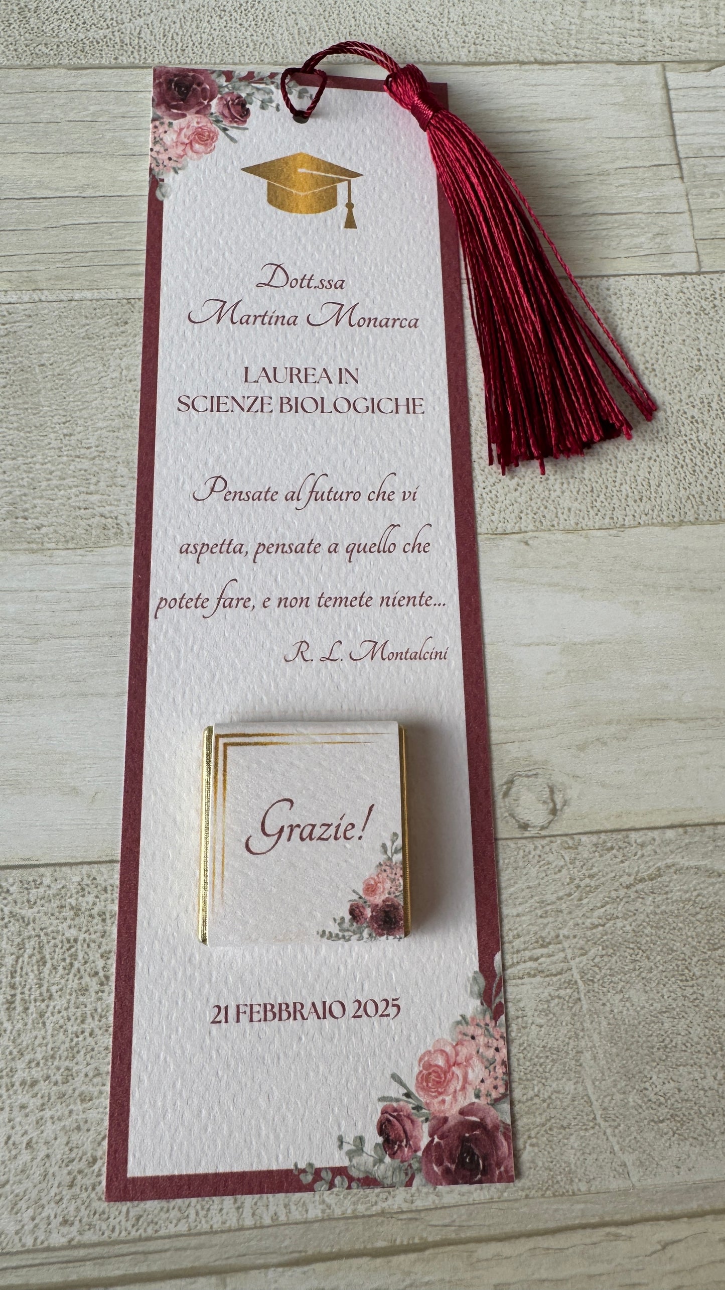 Segnaposto Laurea - Segnalibro con Cioccolatini Personalizzati