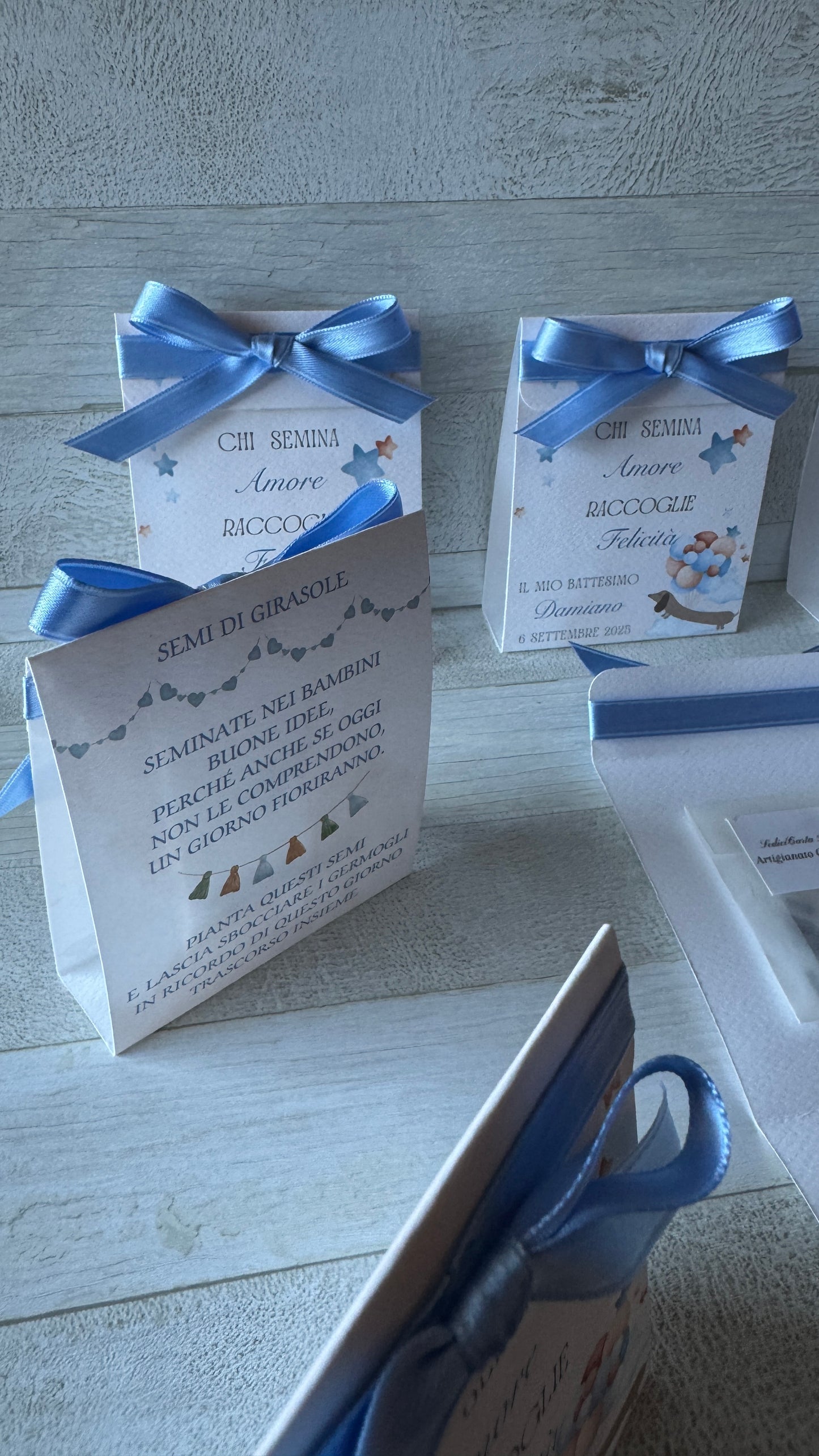 Porta confetti Battesimo – Bustina Semi “Prato Fiorito” Aperta ai Lati