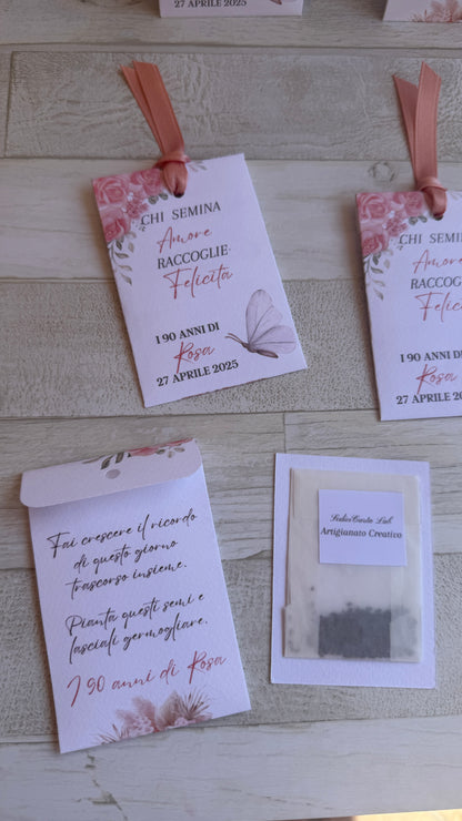 Segnaposto in bustina personalizzata con semi "Fiori" - specifici su richiesta